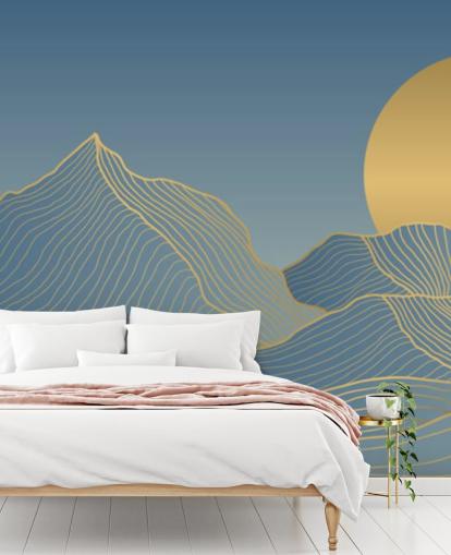 fondo de pantalla azul montaña y luna