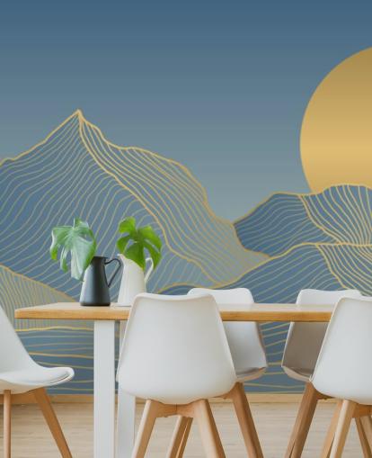 fondo de pantalla azul montaña y luna