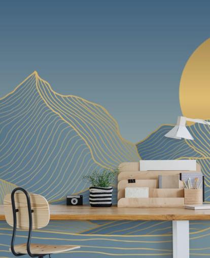 blue mountain and moon wallpaper