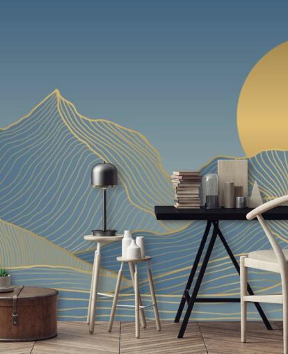 blue mountain and moon wallpaper