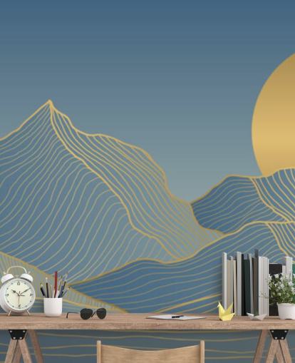 fondo de pantalla azul montaña y luna