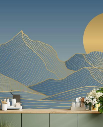 blue mountain and moon wallpaper