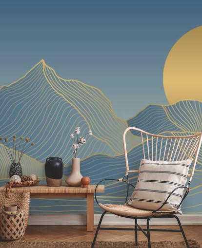 fondo de pantalla azul montaña y luna