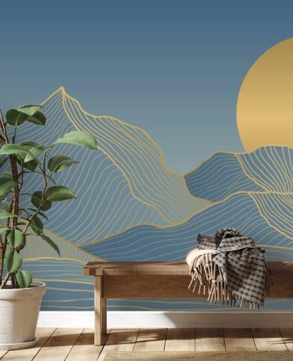 blue mountain and moon wallpaper