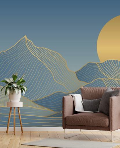 fondo de pantalla azul montaña y luna