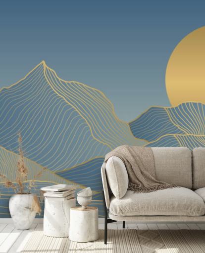 blue mountain and moon wallpaper