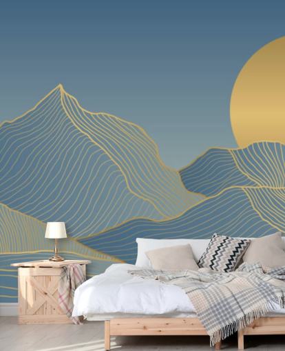 blue mountain and moon wallpaper