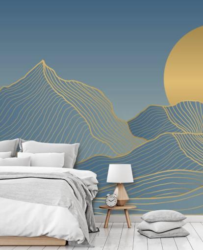 blue mountain and moon wallpaper