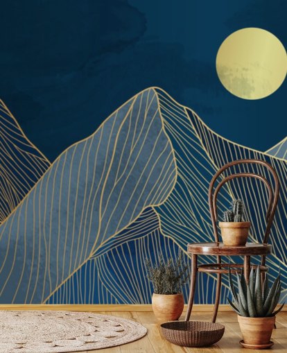 mountain line art sininen tapetti mountain line art sininen tapetti