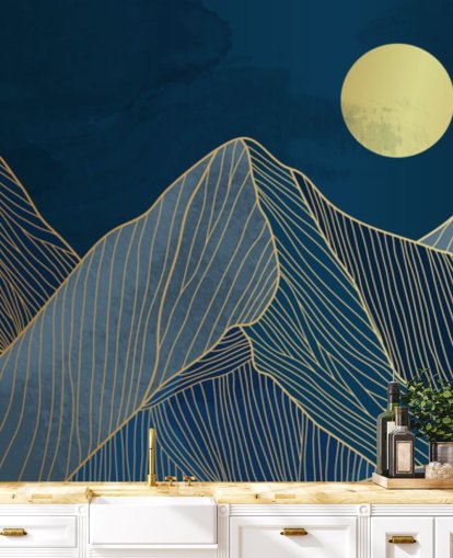 papel pintado de línea de montaña azul
