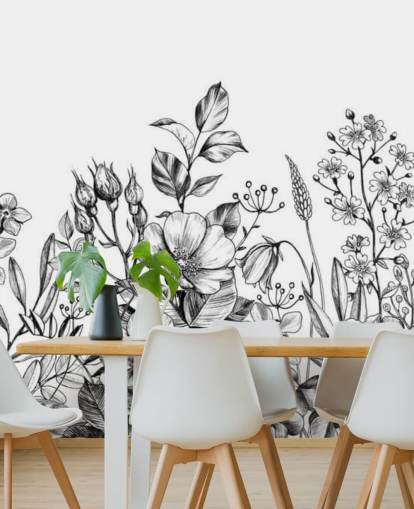 black and white floral illustration wallpaper black and white floral illustration wallpaper
