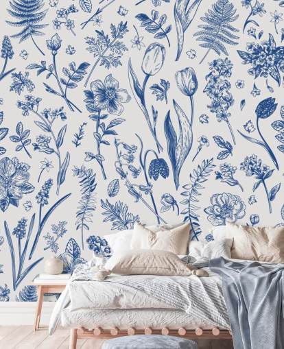 eng illustreret blomster tapet