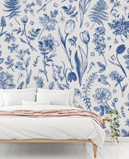 eng illustrert blomster tapet