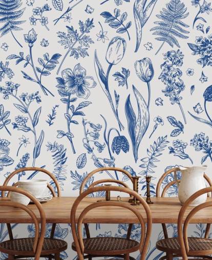 eng illustrert blomster tapet