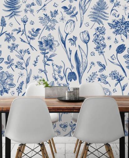 papel de parede flores ilustradas prado papel de parede flores ilustradas prado