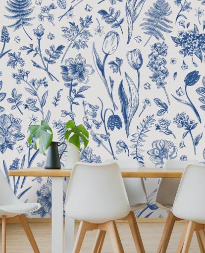 papel pintado de flores ilustradas prado papel pintado de flores ilustradas prado