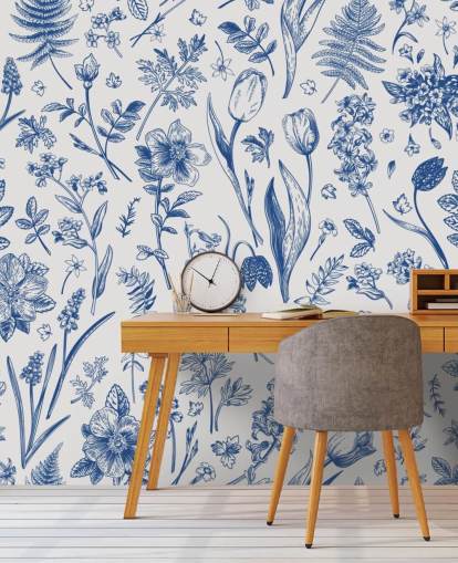 äng illustrerade blommor tapeter