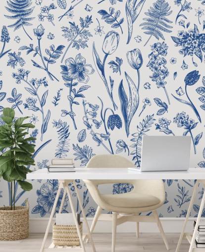 carta da parati fiori illustrati