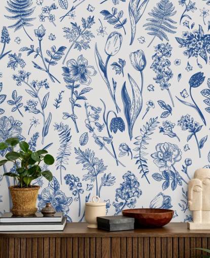 eng illustrert blomster tapet