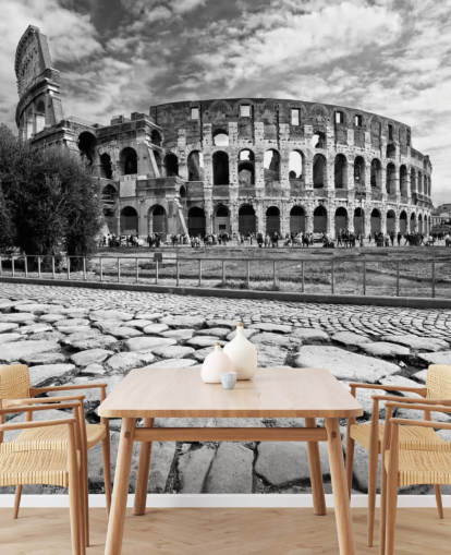 Svart och vitt foto av Colosseum i Rom Bakgrund