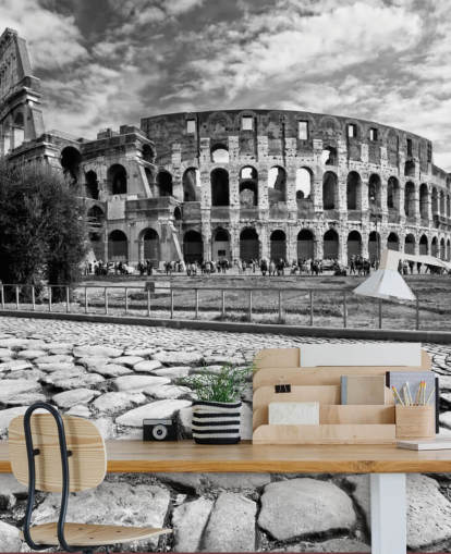 Fondo de pantalla Foto en blanco y negro del Coliseo de Roma