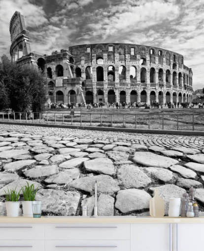 Fondo de pantalla Foto en blanco y negro del Coliseo de Roma