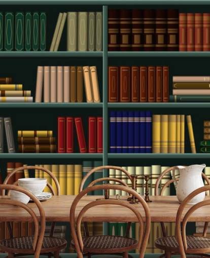 gelbe, rote und grüne Bücher auf grüner Regaltapete gelbe, rote und grüne Bücher auf grüner Regaltapete