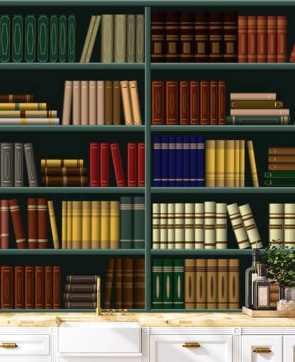 yellow, red and green books on green shelf wallpaper yellow, red and green books on green shelf wallpaper