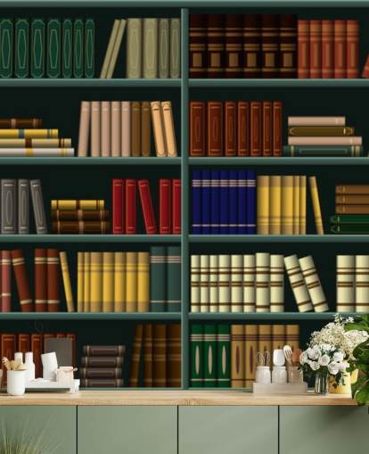 libros amarillos, rojos y verdes sobre papel tapiz verde libros amarillos, rojos y verdes sobre papel tapiz verde