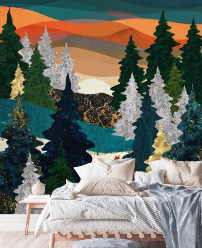 abstract fox in forest wallpaper