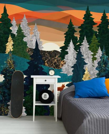 abstract fox in forest wallpaper