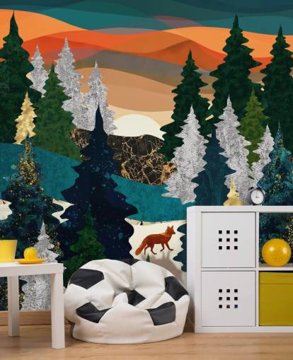 abstract fox in forest wallpaper