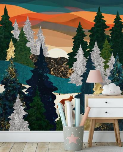 abstract fox in forest wallpaper