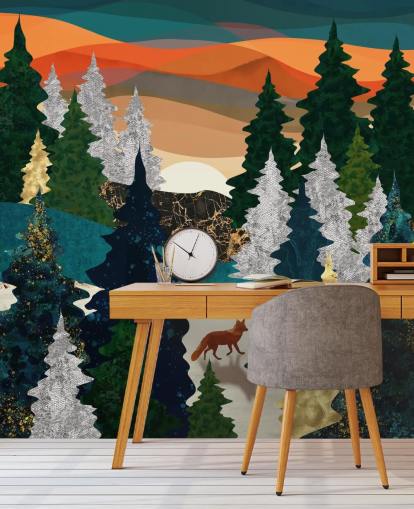 abstract fox in forest wallpaper