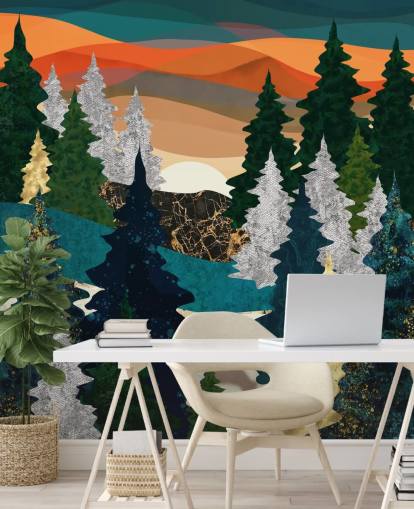 abstract fox in forest wallpaper