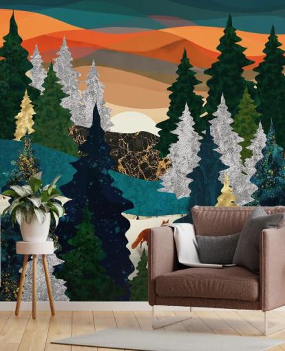 abstract fox in forest wallpaper