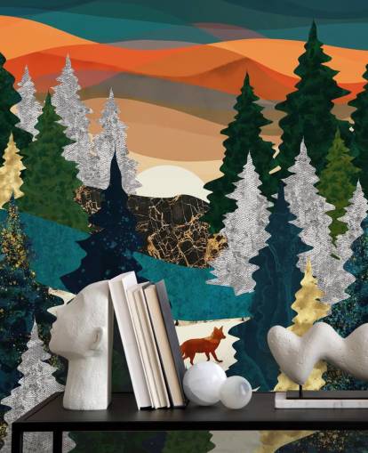 abstract fox in forest wallpaper