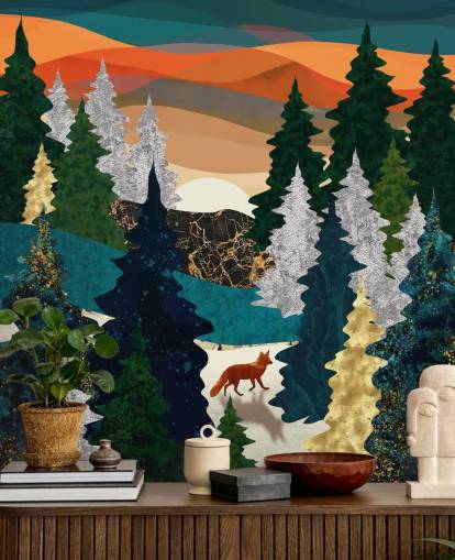 abstract fox in forest wallpaper