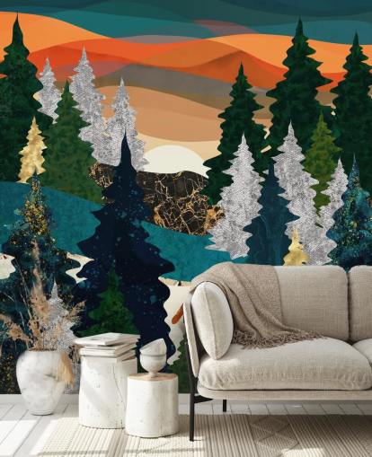 abstract fox in forest wallpaper