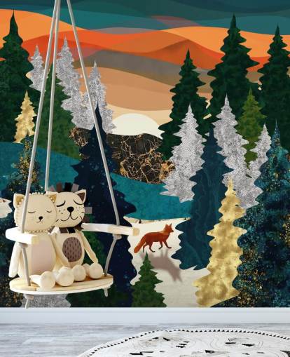 abstract fox in forest wallpaper