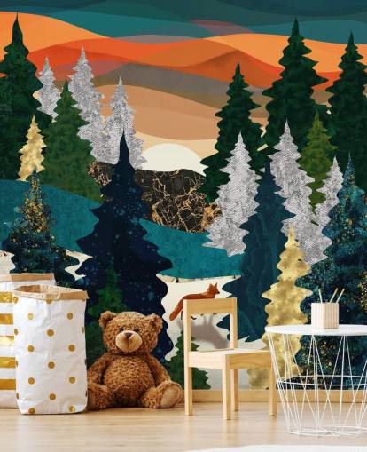 fondo de pantalla abstracto zorro en bosque