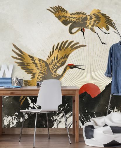 gold and black crane wallpaper gold and black crane wallpaper