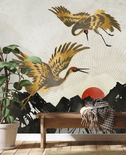 papel de parede guindaste dourado e preto papel de parede guindaste dourado e preto