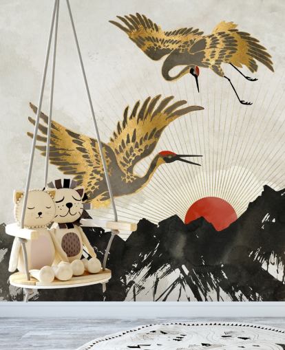 gold and black crane wallpaper gold and black crane wallpaper