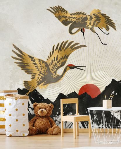 papel de parede guindaste dourado e preto papel de parede guindaste dourado e preto