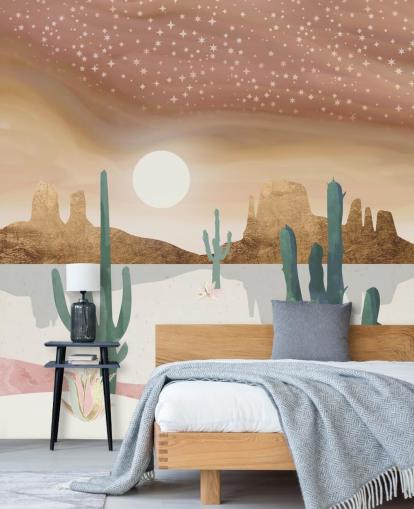 pink, gold and green abstract desert wallpaper