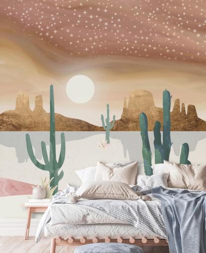 pink, gold and green abstract desert wallpaper