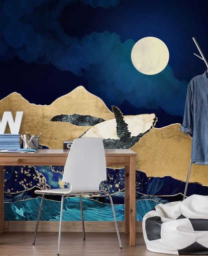 ballena abstracta saltando fuera de las aguas fondo