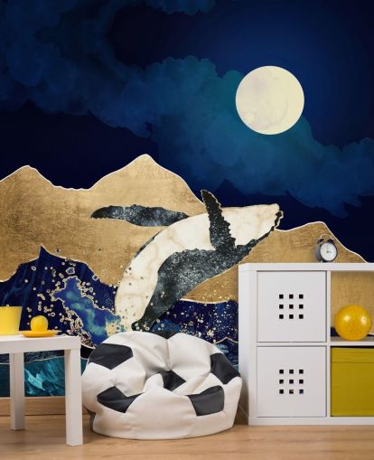 ballena abstracta saltando fuera de las aguas fondo