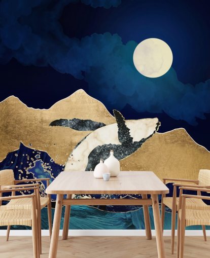 ballena abstracta saltando fuera de las aguas fondo